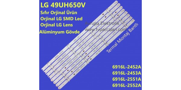 LG 49UH650V Tv Led bar, 6916L-2452A, 6916L-2453A, 6916L2551A, 6916L-2552A, LC490DGG-FJM5